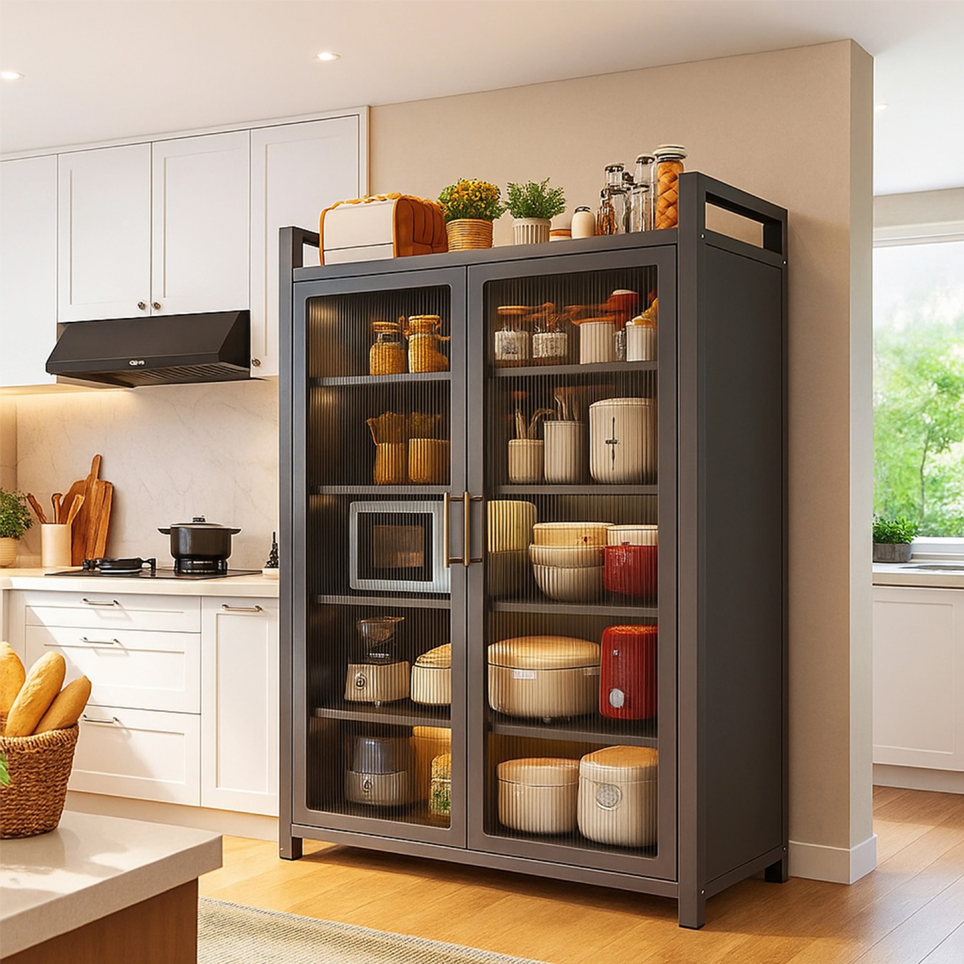 Commercial Kitchen Ceiling - Kitchen multi-functional rack floor-to-ceiling multi-layer integrated