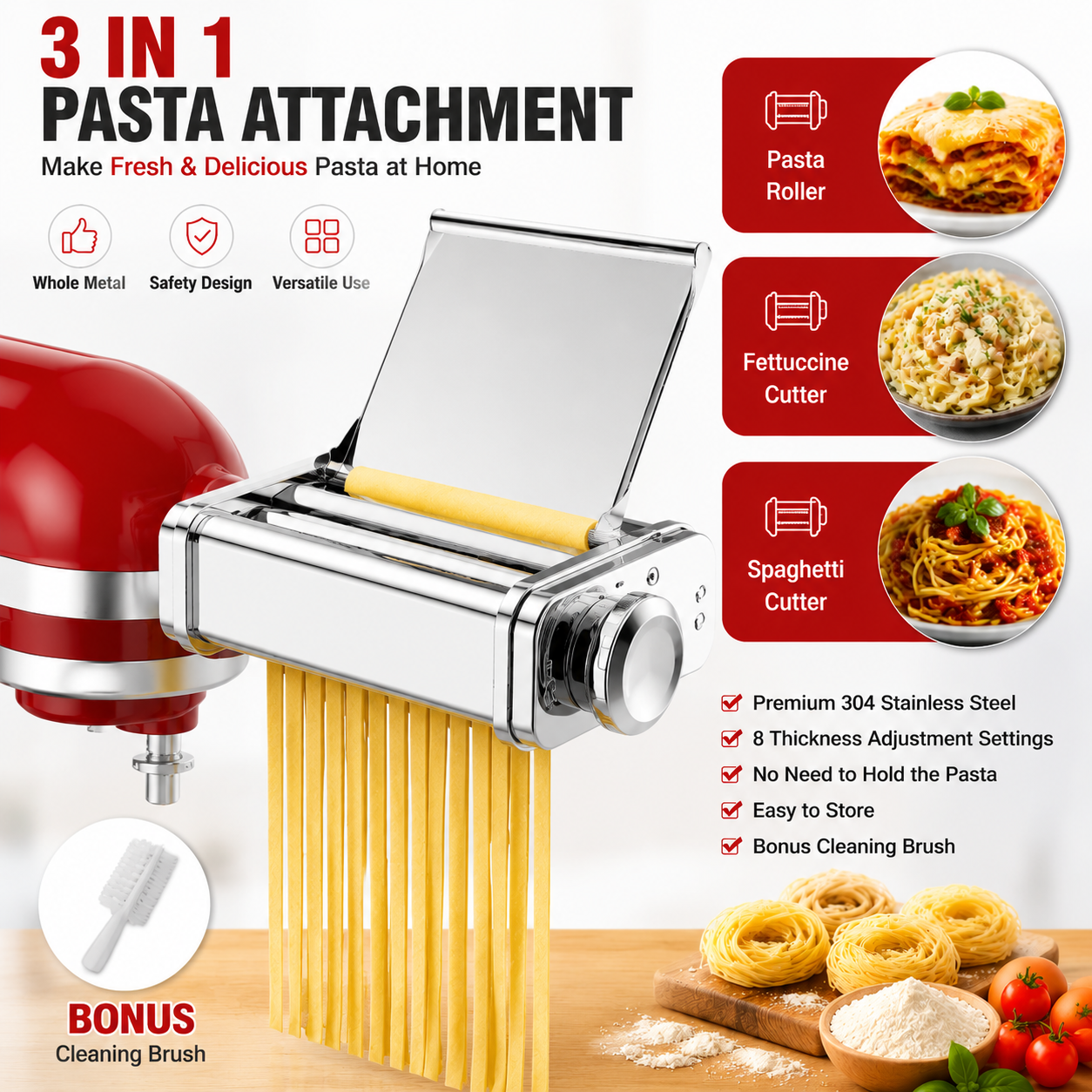 Commercial Kitchen Products - Gvode 3 in 1 Pasta Attachment