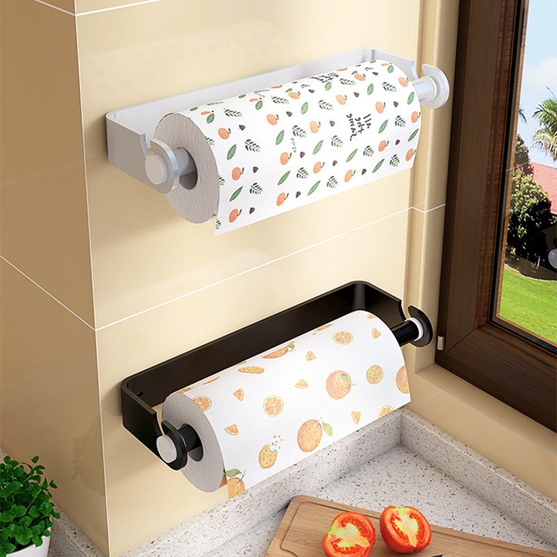 Commercial Kitchen Towels - Black Silver Aluminum Cling Film Holder