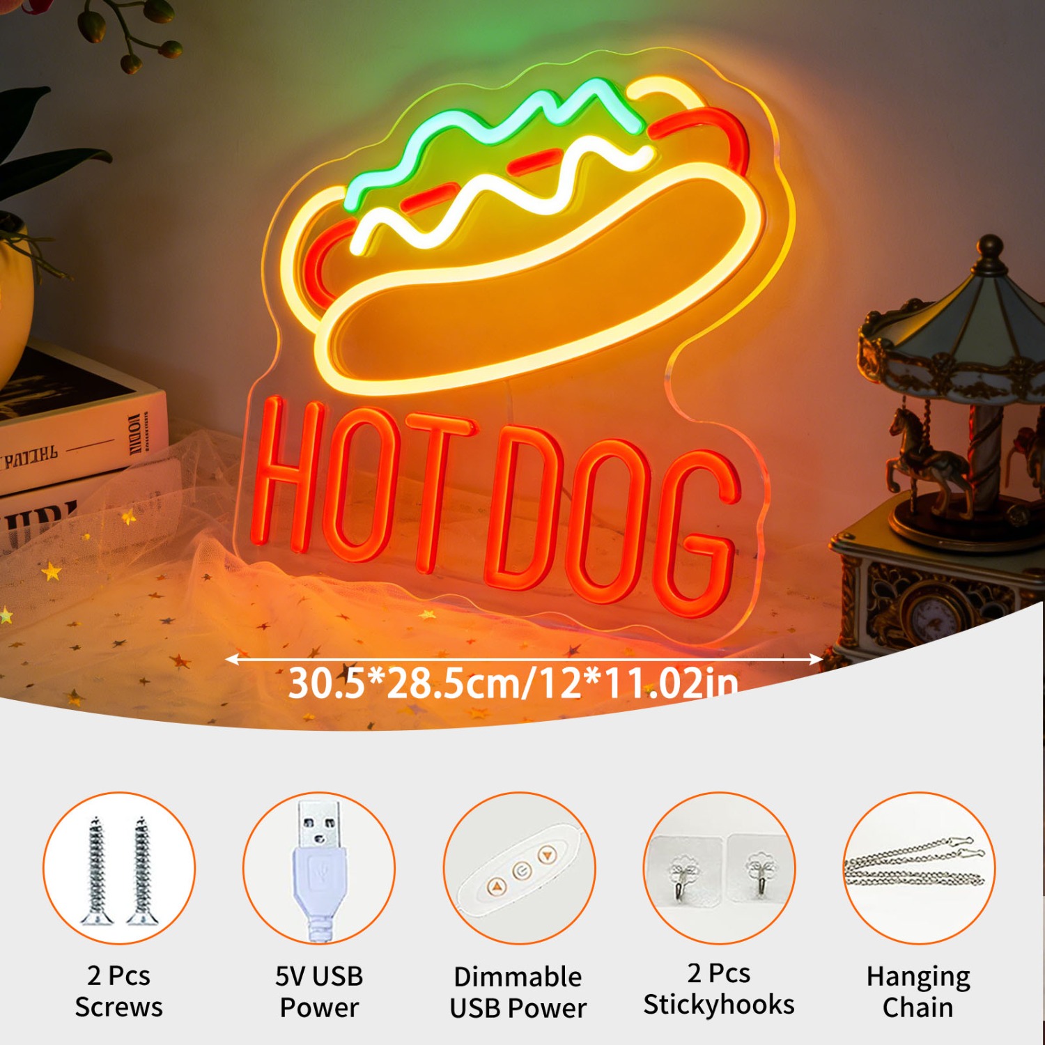 HOT DOG Neon Sign Food Shaped  - Commercial Kitchen Windows のレビューと価格