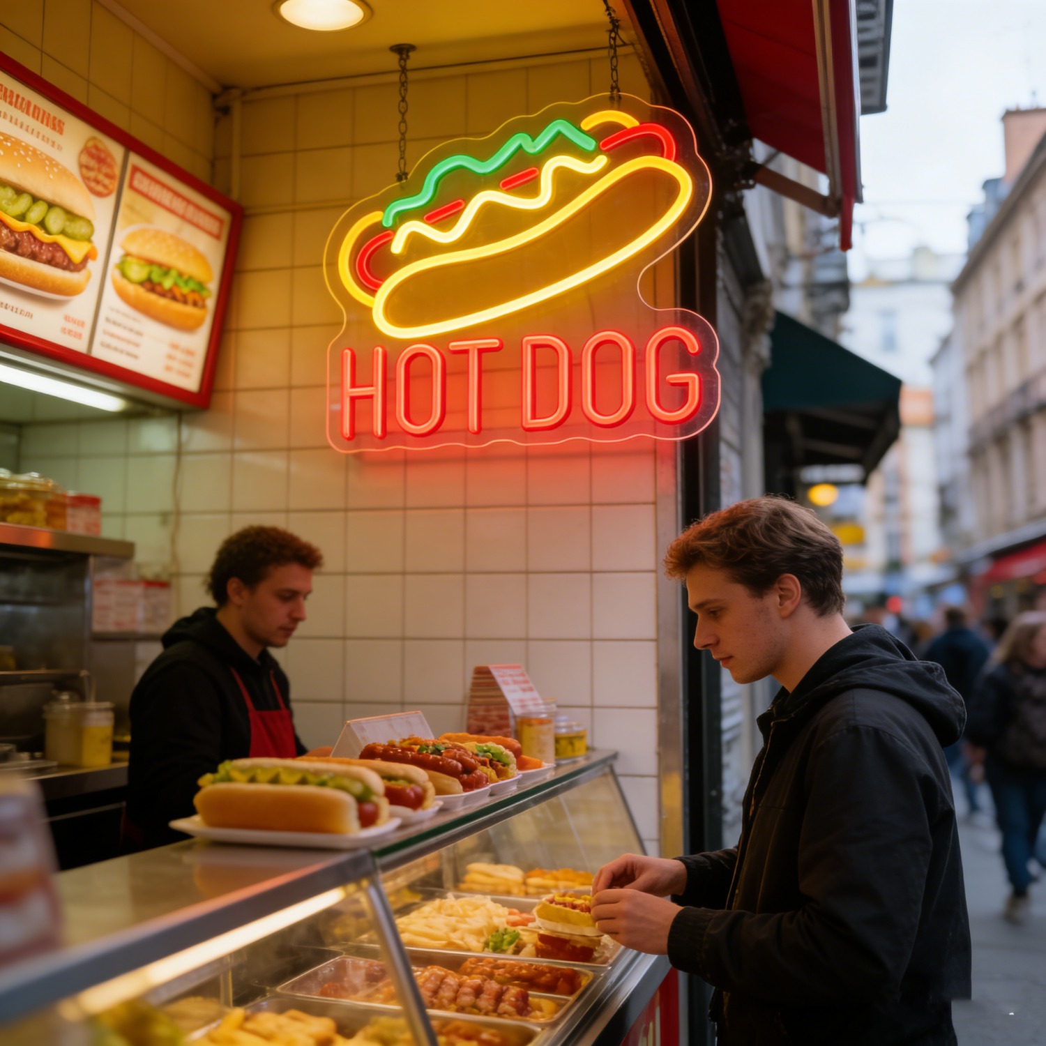 HOT DOG Neon Sign Food Shaped  - Commercial Kitchen Windows のレビューと価格