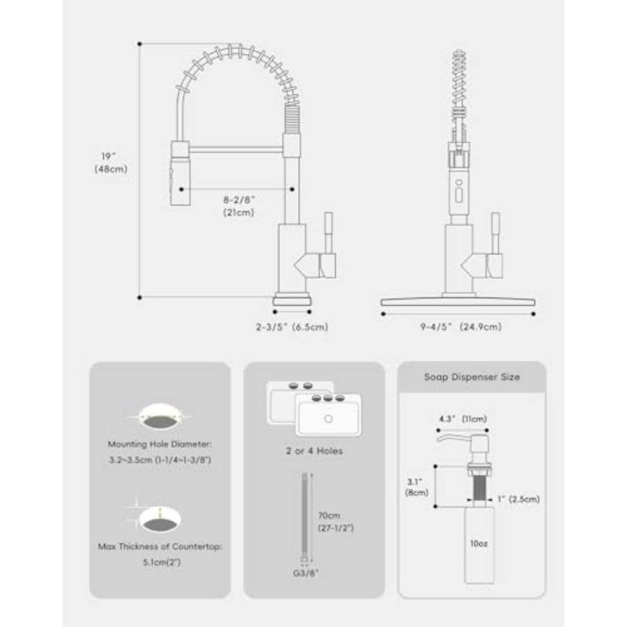 Black Kitchen Faucet with Pull - Commercial Kitchen Faucets のレビューと価格