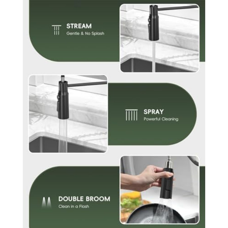 Black Kitchen Faucet with Pull - Commercial Kitchen Faucets のレビューと価格