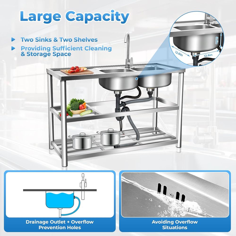 Commercial Stainless Steel Dou - Commercial Kitchen Faucets のレビューと価格