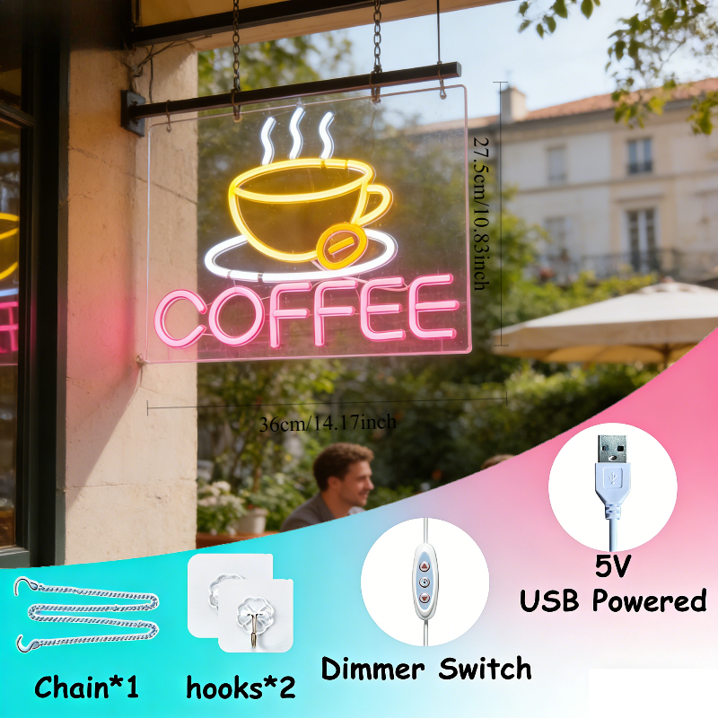 Coffee Cup Neon Light Sign for - Commercial Kitchen Windows のレビューと価格