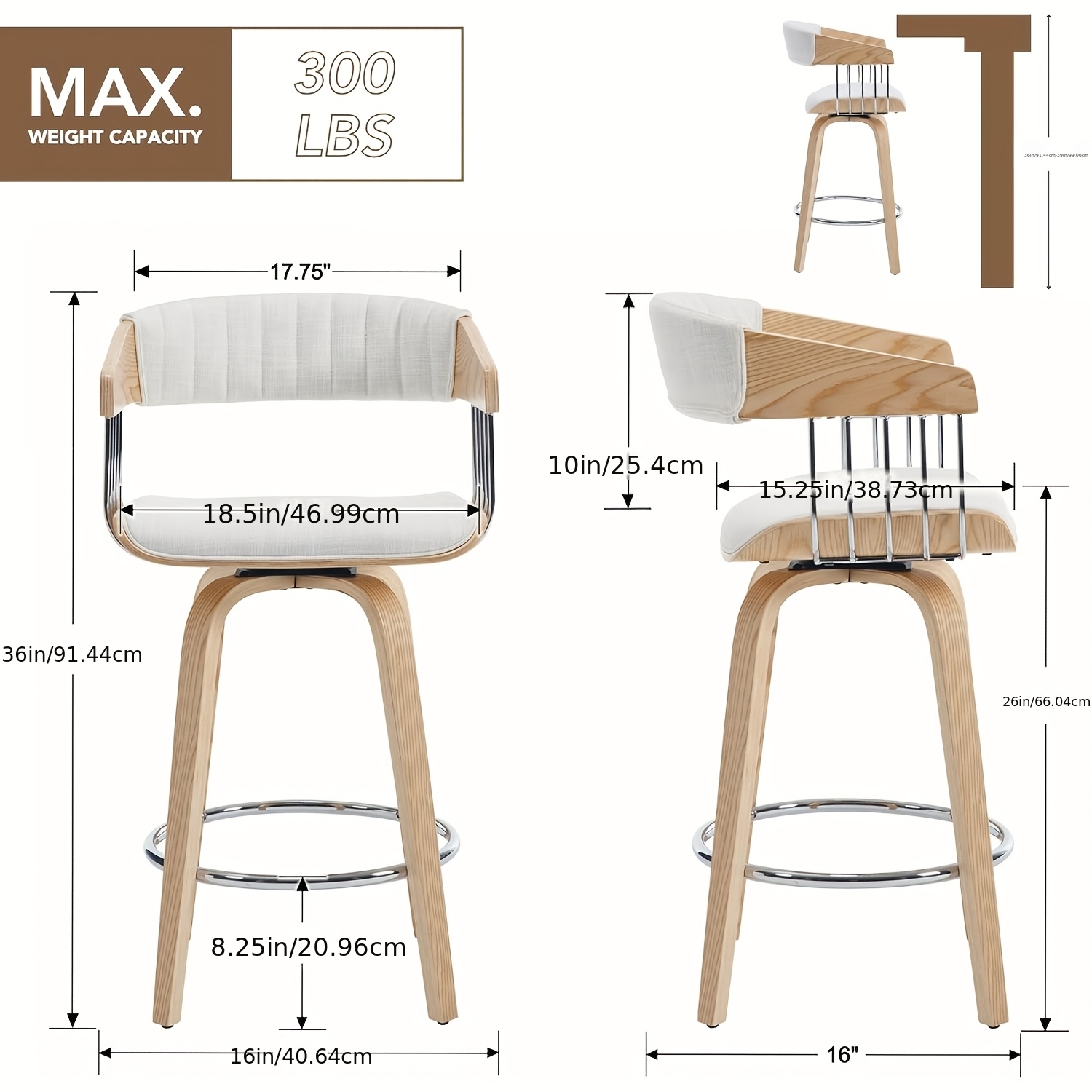 Set of 2 Swivel Bar Stools Stu - Commercial Kitchen Designer のレビューと価格
