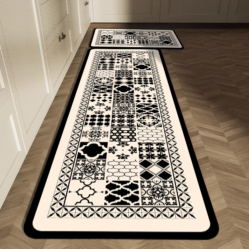 Black White Geometric Tile Kit - Commercial Kitchen Tile のレビューと価格