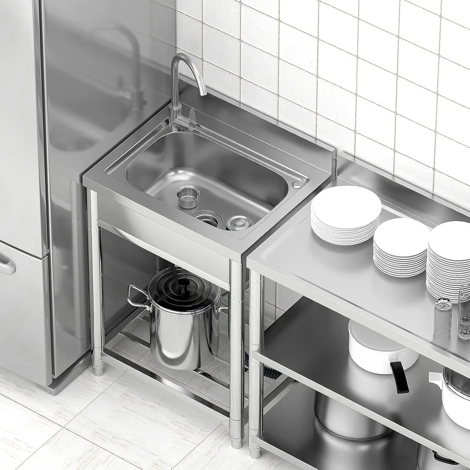 Free Standing Stainless-Steel  - Commercial Kitchen Faucets のレビューと価格