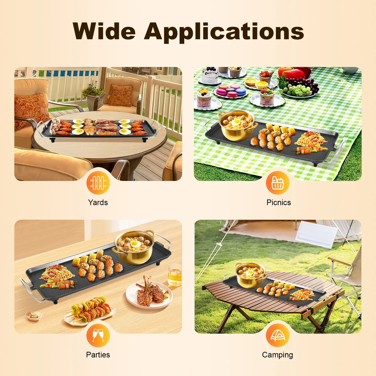 1500W 27'' Nonstick Large Grid - Teppanyaki Grill Table のレビューと価格