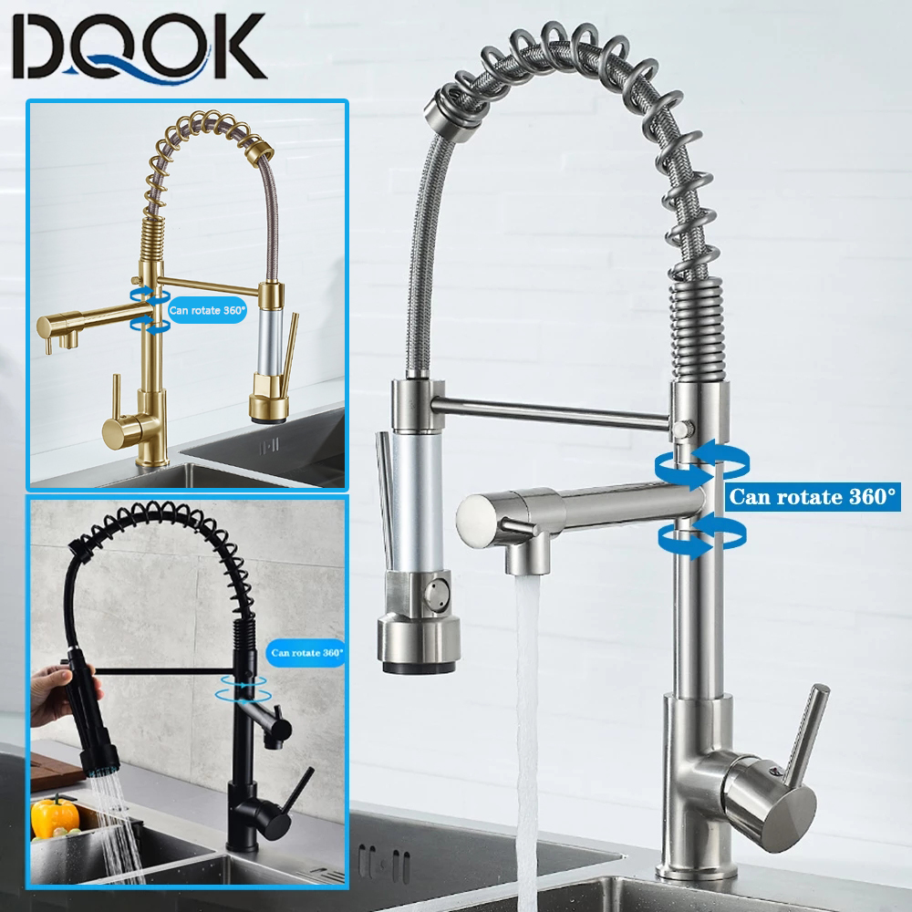 DQOK Black Brushed Spring Pull - Commercial Kitchen Faucets のレビューと価格