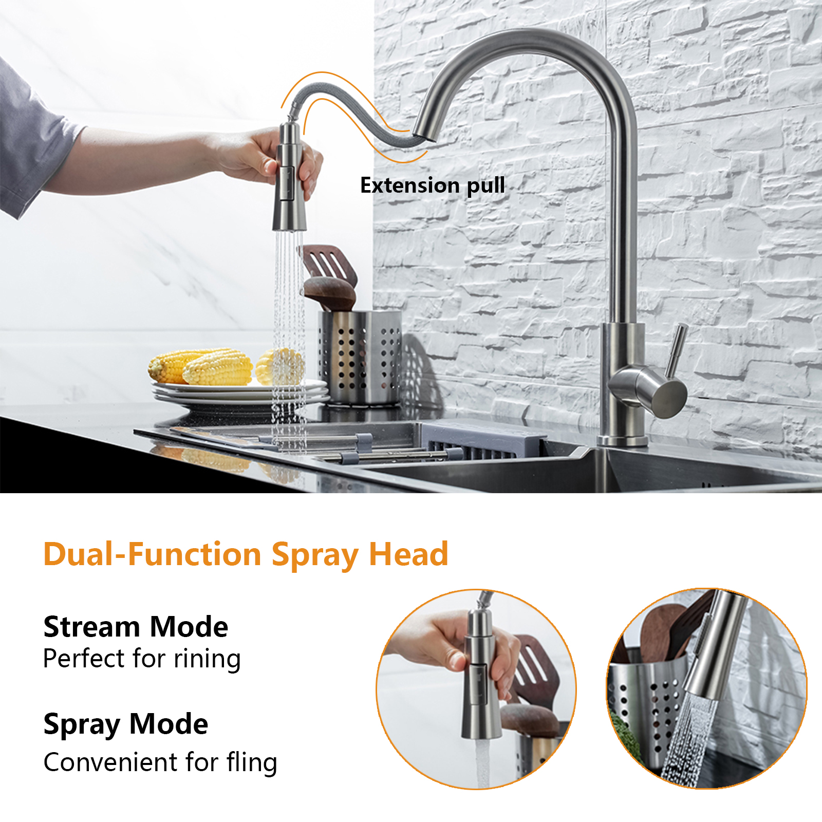DQOK Kitchen Faucet Pull Out   - Commercial Kitchen Faucets のレビューと価格
