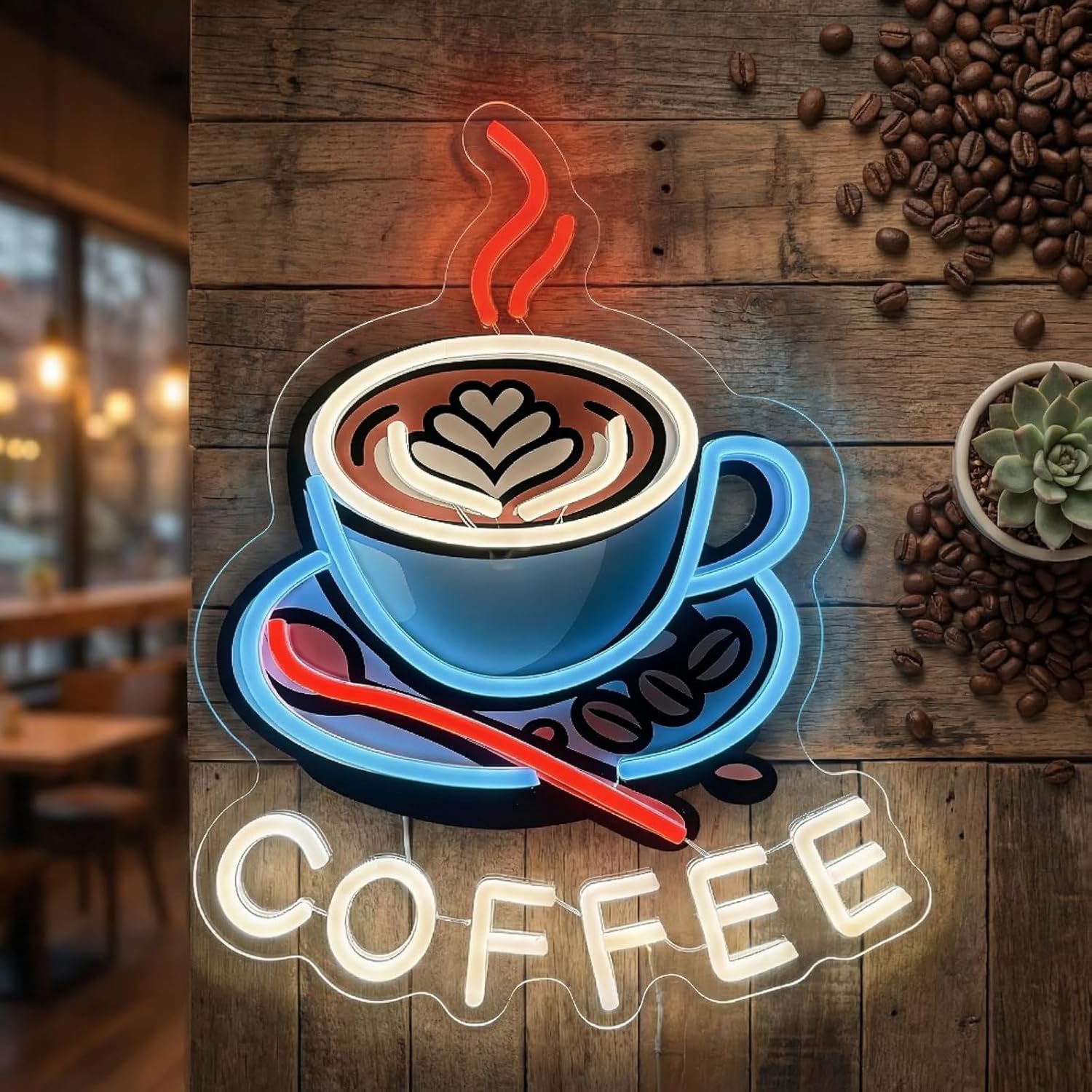 Coffee Neon Sign USB Powered L - Commercial Kitchen Windows のレビューと価格